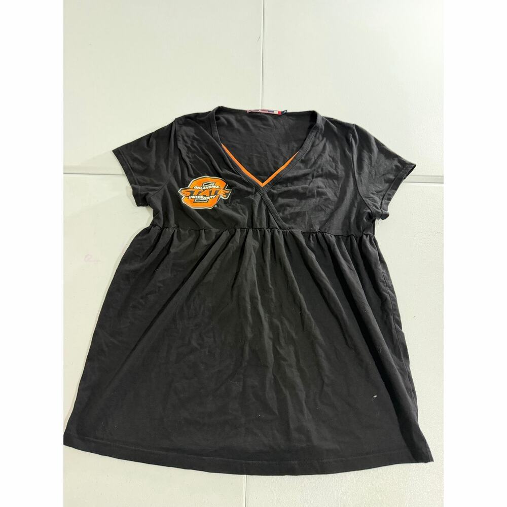 Oklahoma State Cowboys Womens Top Size 2X Black Orange V-Neck Babydoll Klutch